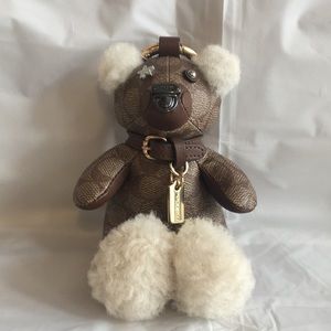 Coach Leather/Canvas Bear Keychain NWT